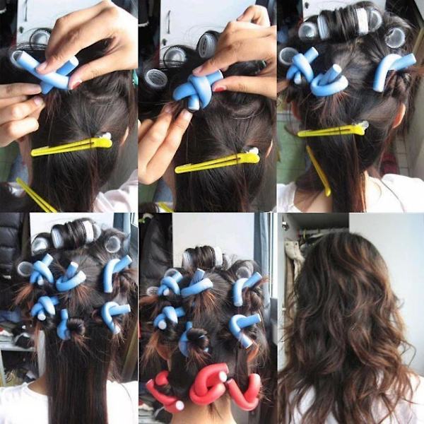 Hår Foam Curler Roller Set 10 Twist Curls Flexi Stavar