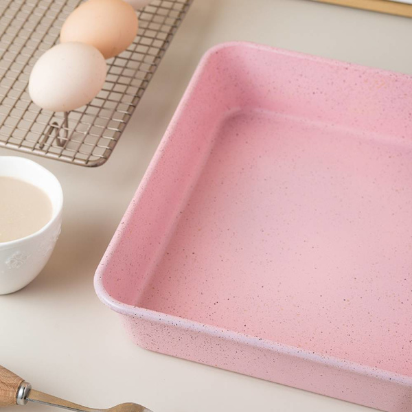 Forntida tårta rektangulär djup bakpanna, stålkol Pink 11 inches