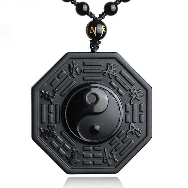 Svart Obsidian Yin Yang Halsbandshänge