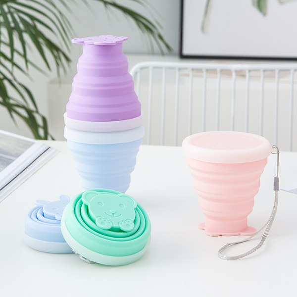 4 st 200 ml söta husdjurssilikonvikbara vattenkoppar, bekvämt