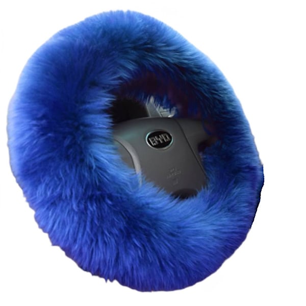 Lämplig för Diameter 38cm, Fårskinnsull Läderstyrning Blue