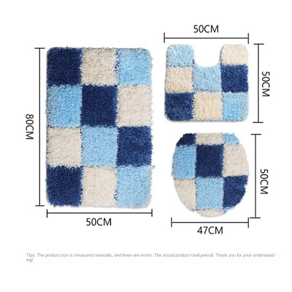 Set golvmatta i europeisk stil i tre delar, hushåll Blue lattice