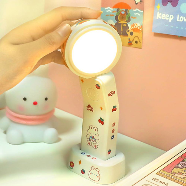Sängbordslampa i sovrummet för studier, skrivbord för flickor White rechargeable