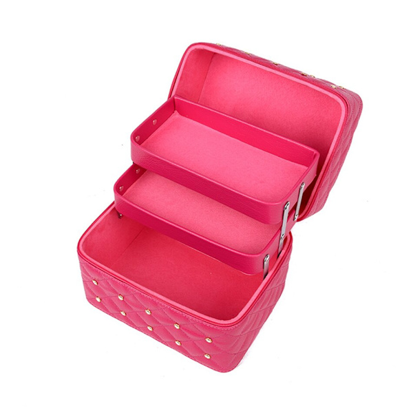 Kosmetisk väska Kvinnor PU Läder Rhinestone Makeup Väskor Resor