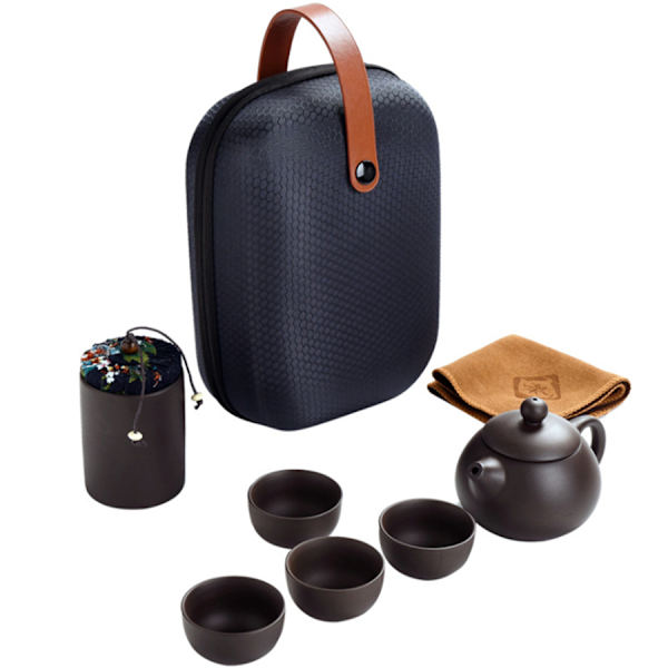 Kung Fu Tea Set Lila Sand Tekoppar Keramiska Portable Travel