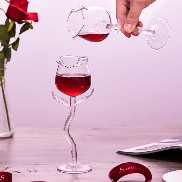 Rose Wine Glas Set Rose Flower Shape Vinglas Creatives