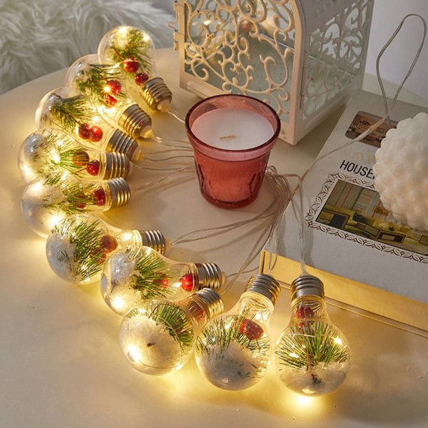 Julbelysning Led Imitation Bulb Light String, Room Gold red fruit golden shell