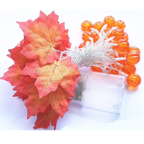 LED Pumpa Maple Leaf String Lights, Thanksgiving Christmas Colorful Pumpkin Maple Lights 3m
