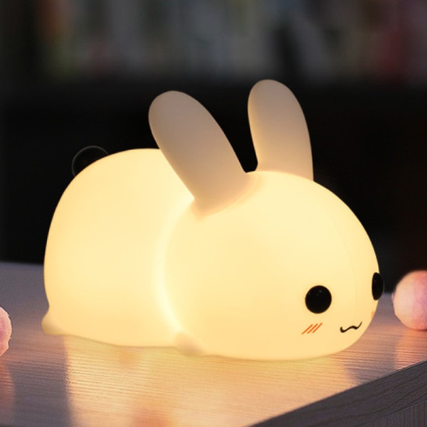 Kanin LED Nattlampa Silikon Animal Cartoon Dimbar Lampa
