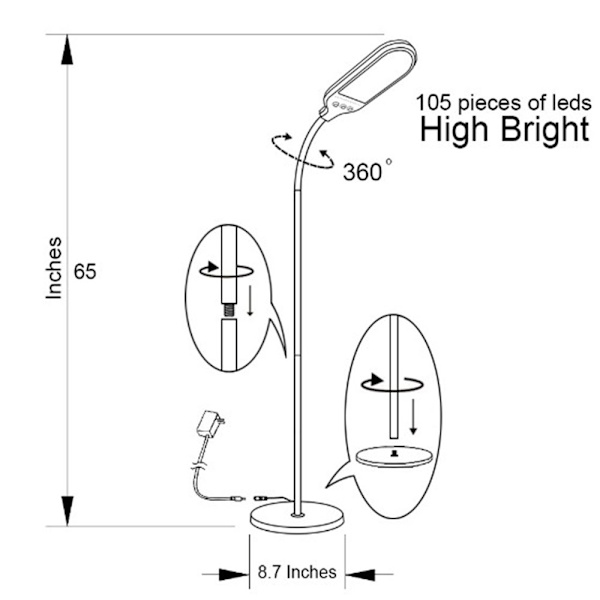 12W Vardagsrum Led Golvlampa Hotell Modell Rum Säng And