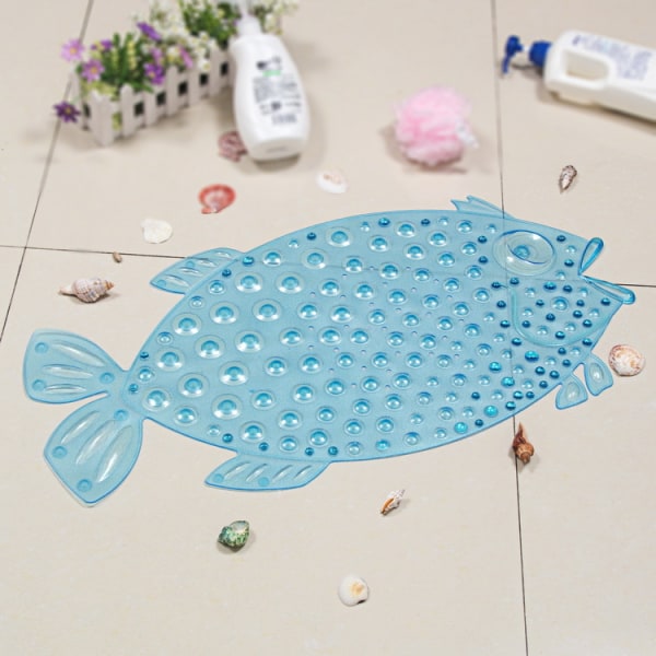 Fashion Fish Shape PVC Badrum Halkskyddsmatta, duschmatta Blue