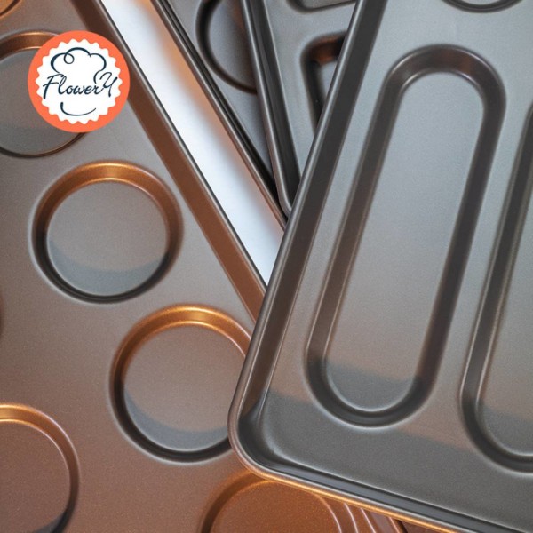 15 Hamburger Pan Mould, Non-stick Hamburger Bull Muffin Pan, Grey 12 wide bar square hamburger platter