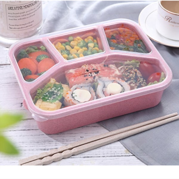 Wheat Straw Lunch Box Multi Grid High Capacity Bento Box