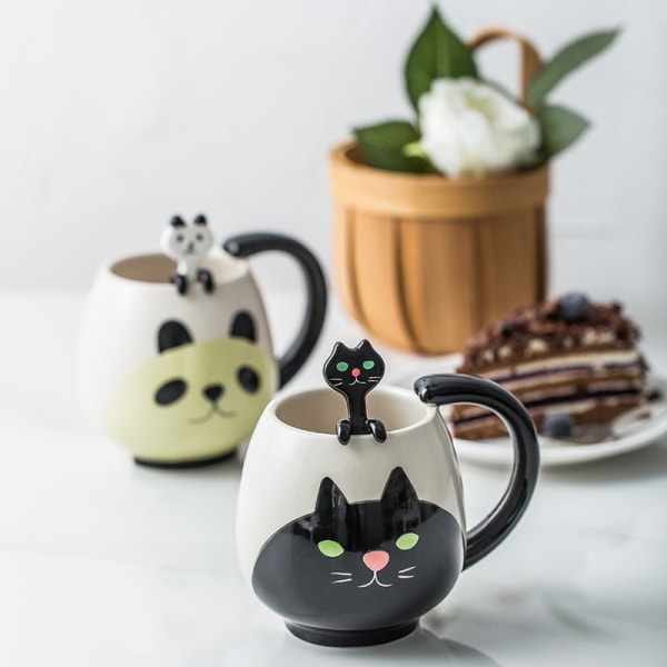 Handmålad kaffekopp Härlig panda keramisk mugg tekopp
