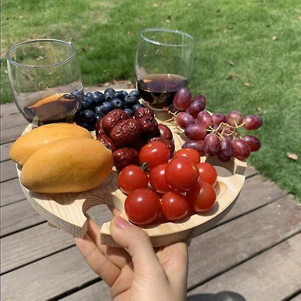Trä utomhus bärbar hopfällbar picknick bord vinglas