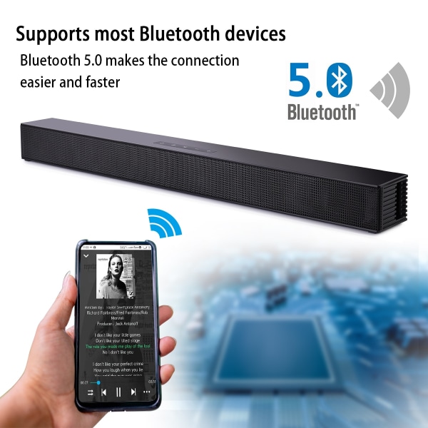 Väggmonterad TV Soundbar Hemmabio 40W Bluetooth -högtalare