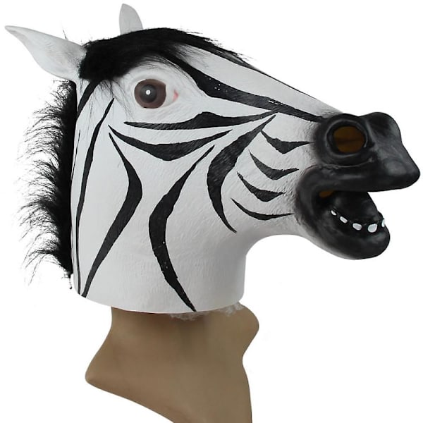 Helhuvud Zebra Gummi Mask Latex Animal Creepy For