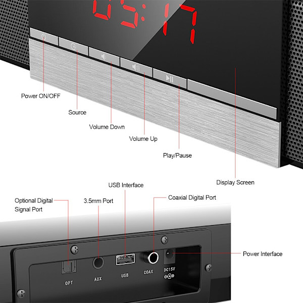 Bluetooth TV Högtalare Trådlös Subwoofer Fjärrkontroll