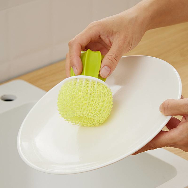 4st Creative Cactus Pot Brush, Nano Cleaning Ball Gradient Yellow