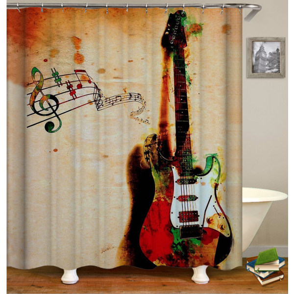 Musikinstrument duschdraperi Färgglada gitarrspel