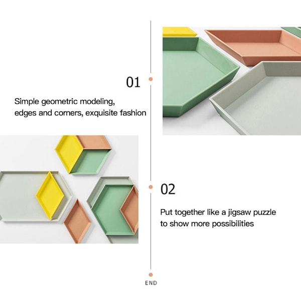 2Set Nordic Style Storage Tray Polygon Desktop Combination