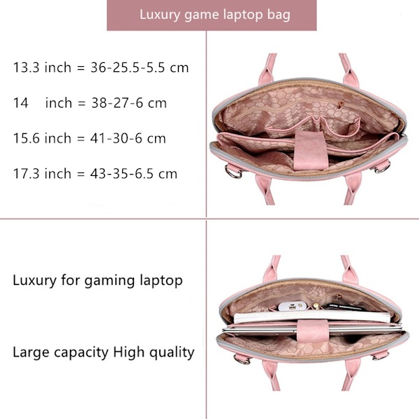 Mode PU-läder Laptopväskor för kvinnor 14 tum för Macbook