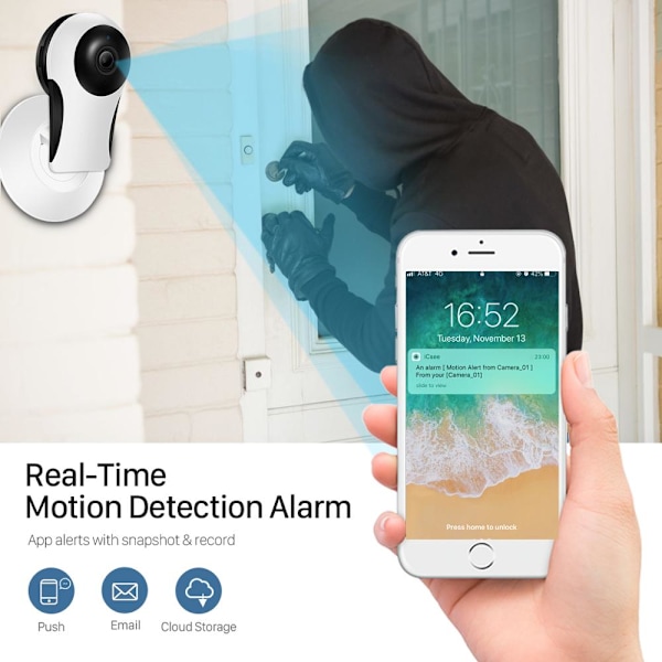 Mini Wifi-kamera inomhus 10M Night Vision Two Way Audio Home