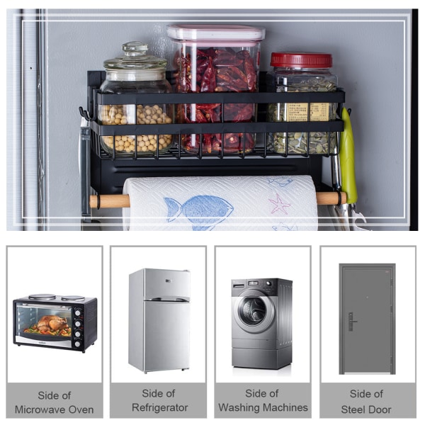 Magnetisk kryddhylla för kylskåp Köksförvaring