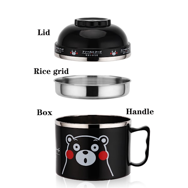 1000 ml Lunchbox i rostfritt stål Bärbar Kid Round Bento