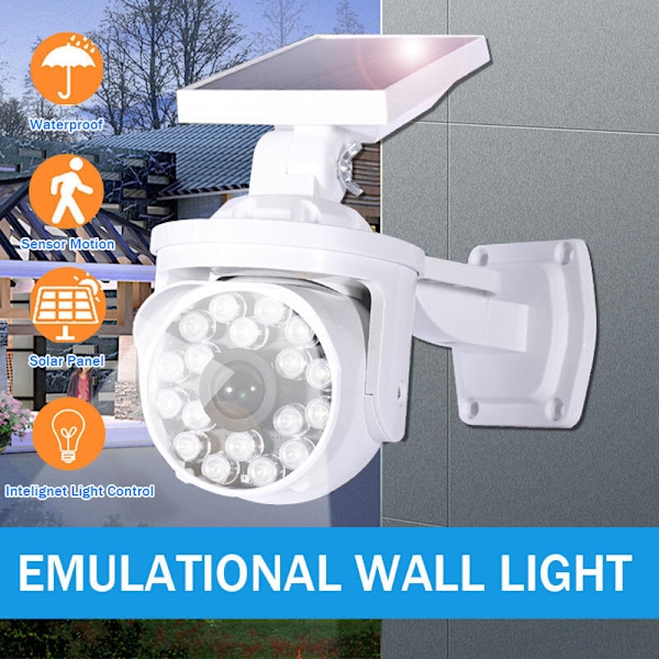Soldriven LED Vägglampa Simulering Dummy Camera Toy PIR