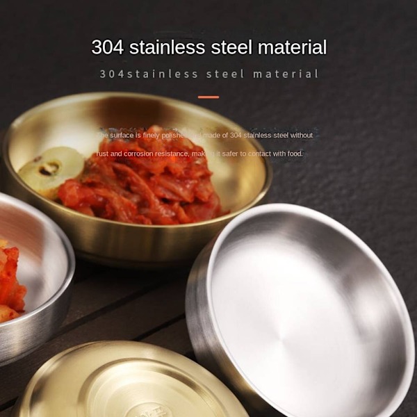 Koreansk 304 kryddskål i rostfritt stål, kreativ koreansk Silver 9cm