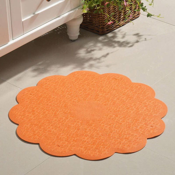 Rund Blomma gummimatta, Dusch Badkar Toalett Toalett Halkfri Orange
