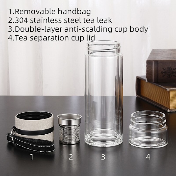 400ML glasvattenflaskor för Dink-te med infusionsenhet Dubbel