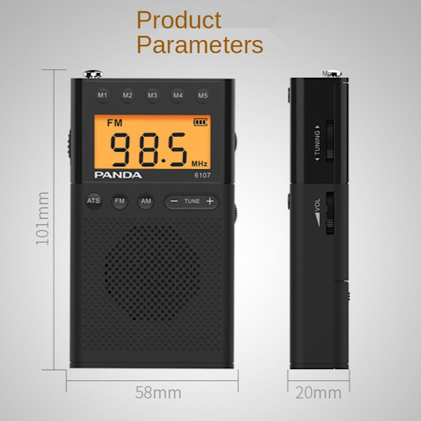 FM Radio 64 108 MHZ Mini Bärbar Skrivbord LCD Display ATS