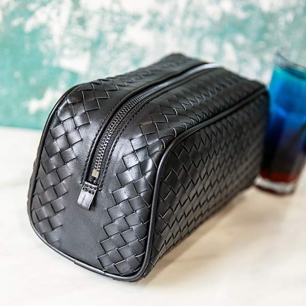 Ko äkta läder män Clutch vävning stor kapacitet dragkedja