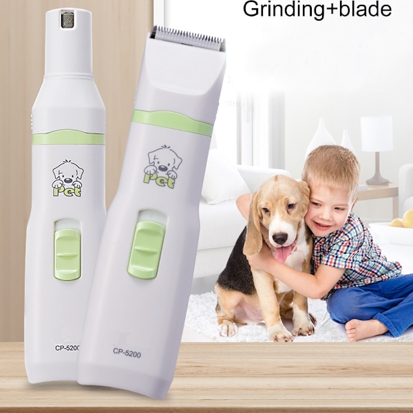 2 i 1 sällskapsdjur Hund Katt Hårtrimmer Tass Nail Grinder Grooming