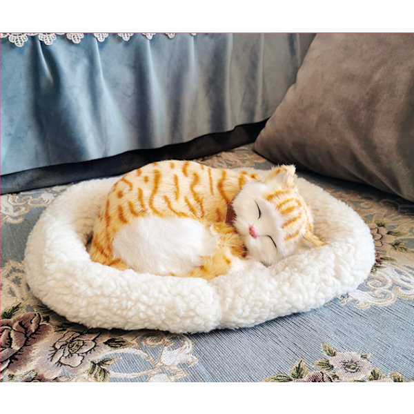 Realistisk sovplyschleksak Andande katt lurvig hund fylld