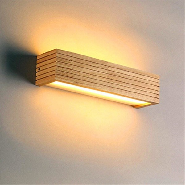 Modern japansk stil Led-lampa Ek Trä Vägglampa Nordic