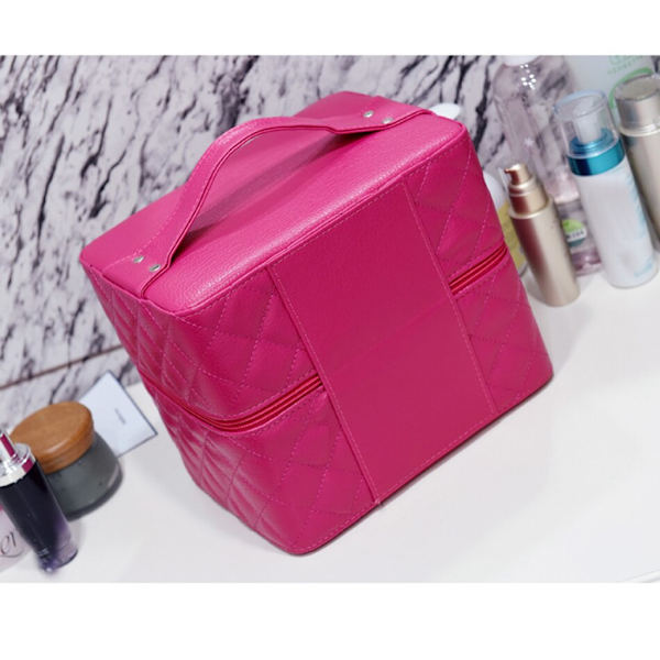 Kosmetisk väska Kvinnor PU Läder Rhinestone Makeup Väskor Resor