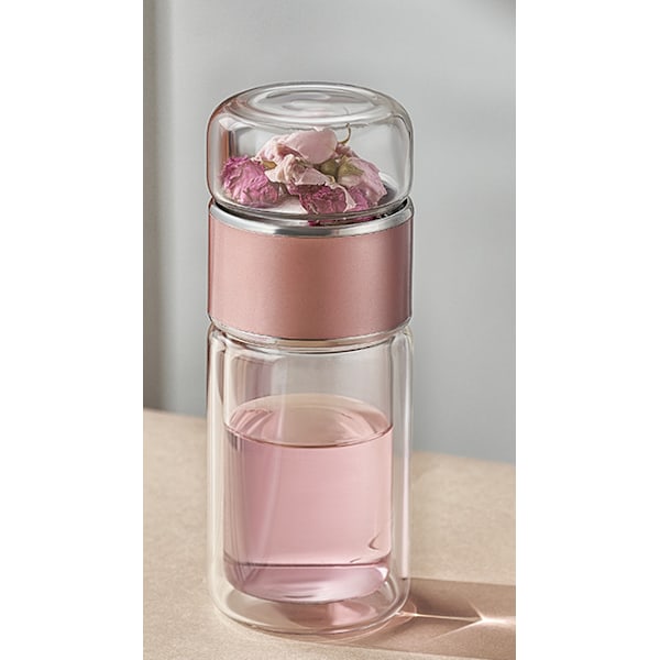 280 ml tevattenflaska hög borosilikatglas dubbelvägg