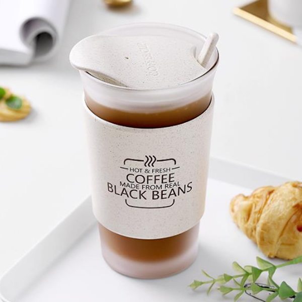 400 ml enkellagers glaskopp med lock Glas kaffekopp har en