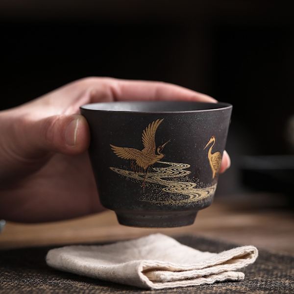 Japansk stil handgjord ugnsbakad keramisk kopp 4 set