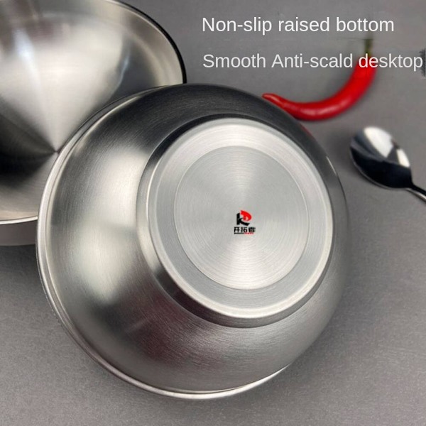 Rostfritt stål isolerad kall nudelskål, koreansk stor Silver noodle bowl 21cm