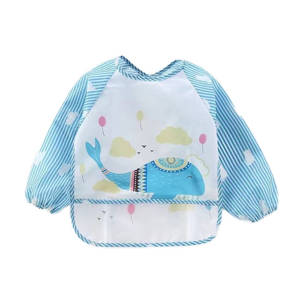 1 st Baby långärmad vattentät haklapp, salivhandduk för barn, Whale One size