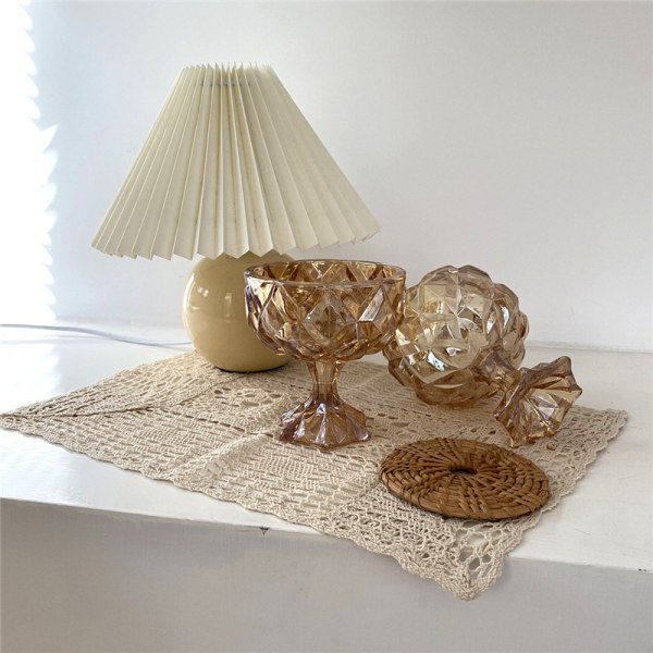 1st Kristallglas Vintage Amber Präglad Bägare Till Sallad