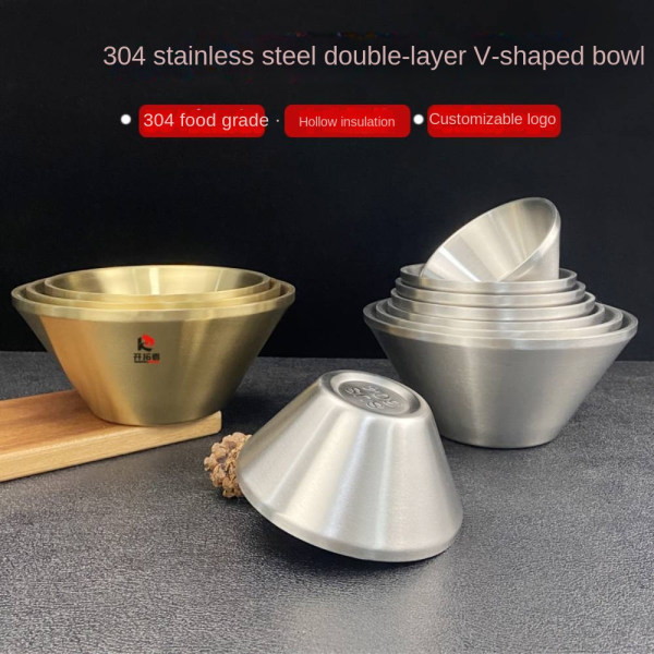 Koreansk stil guldpläterad skål i 304 rostfritt stål, dubbel Gold 16cm