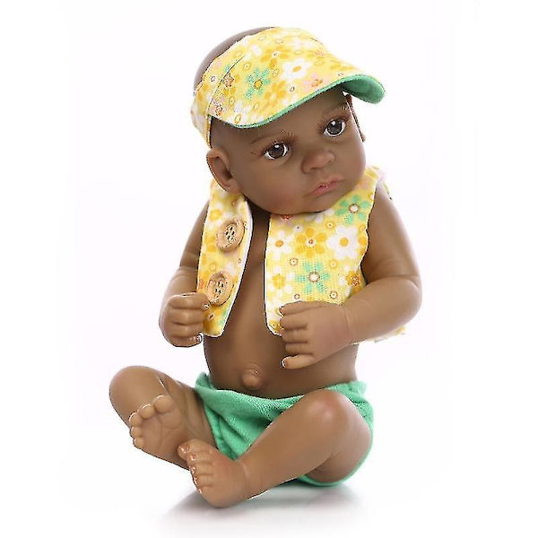 Handgjord Mini Newborn Baby Realistic Black Twin Boy