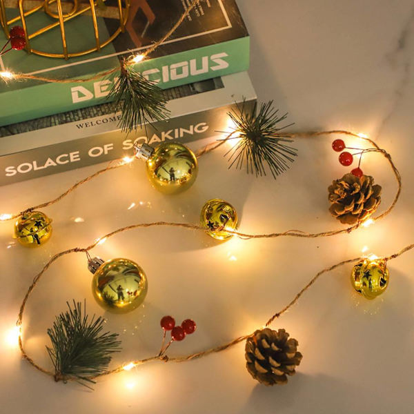 Julbelysning Led Stringljus, Juldekoration Gold 2 meters 20 lights