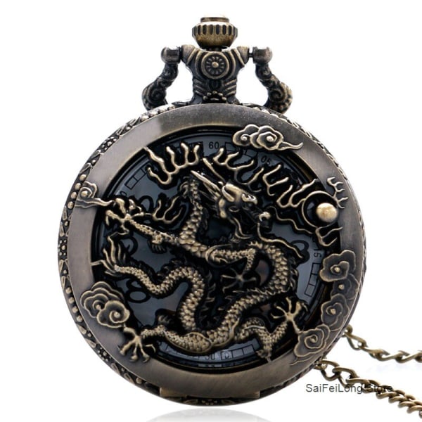 Vintage antika Kina stil Dragon Design Poet Watch Quartz