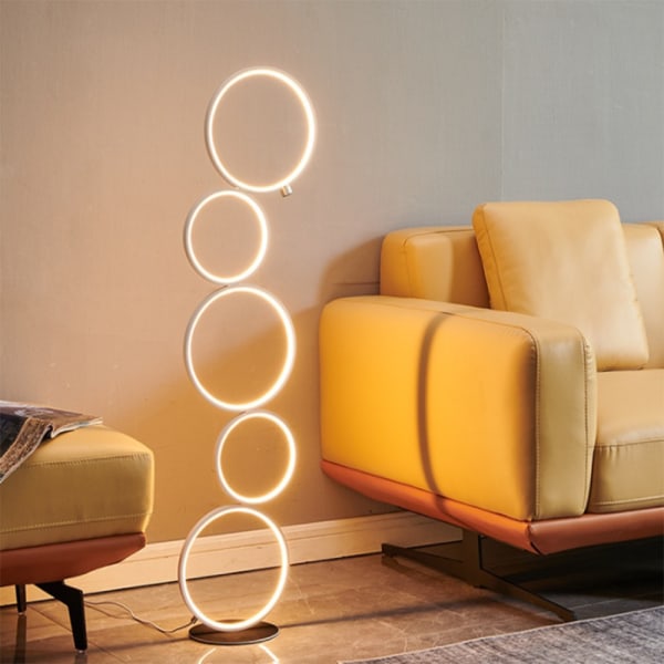 20W Fem-ring Creative Personality Golvlampa Smart Dimming